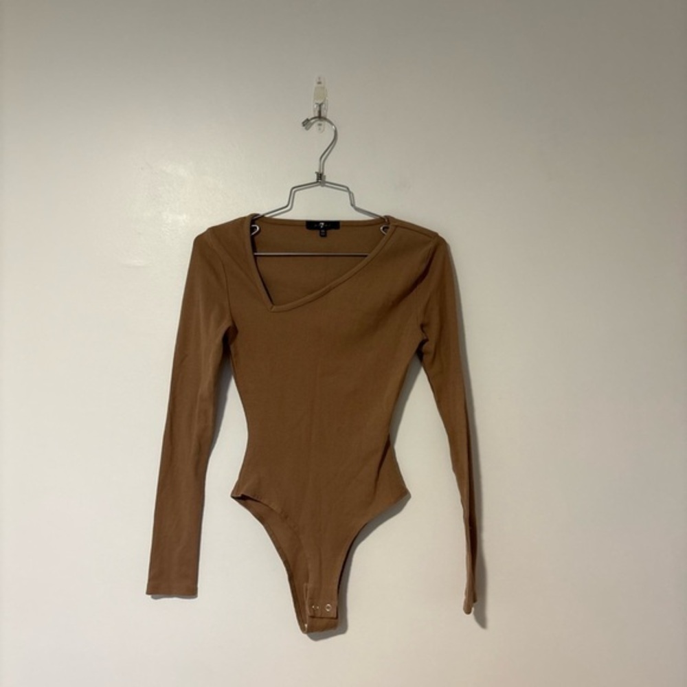7 For All Mankind Tan Ribbed Bodysuit sz XS